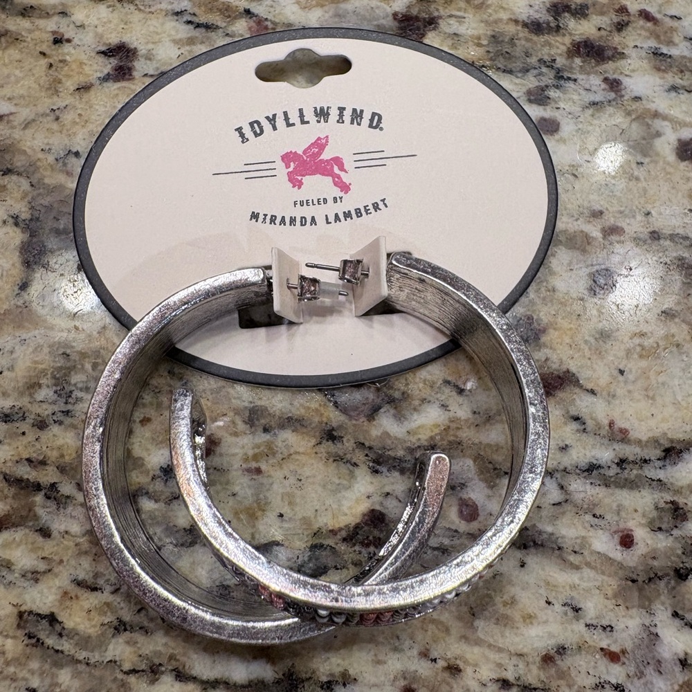 Idyllwind Textured Silver Hoop Earrings
